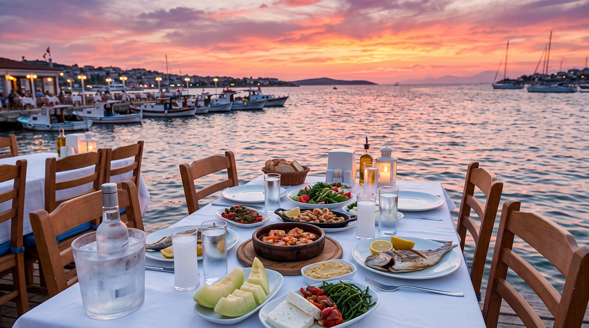 Çeşme’de gün batımı sofrası